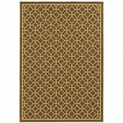 9' X 13' Brown Geometric Stain Resistant Indoor Outdoor Area Rug