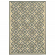 2' X 4' Grey Geometric Stain Resistant Indoor Outdoor Area Rug