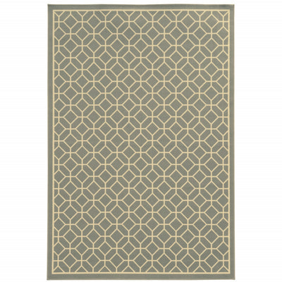 2' X 4' Grey Geometric Stain Resistant Indoor Outdoor Area Rug