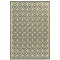 9' X 13' Grey Geometric Stain Resistant Indoor Outdoor Area Rug