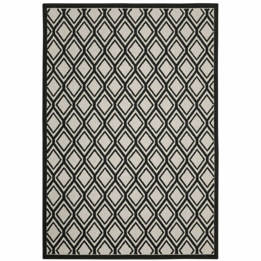 10' X 13' Beige Geometric Stain Resistant Indoor Outdoor Area Rug