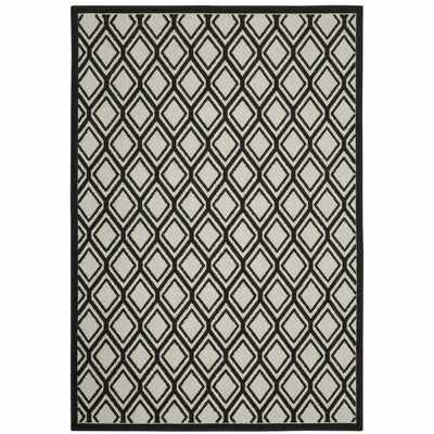 10' X 13' Beige Geometric Stain Resistant Indoor Outdoor Area Rug