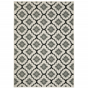 10' X 13' Beige Geometric Stain Resistant Indoor Outdoor Area Rug