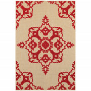 2' X 4' Sand Oriental Stain Resistant Indoor Outdoor Area Rug