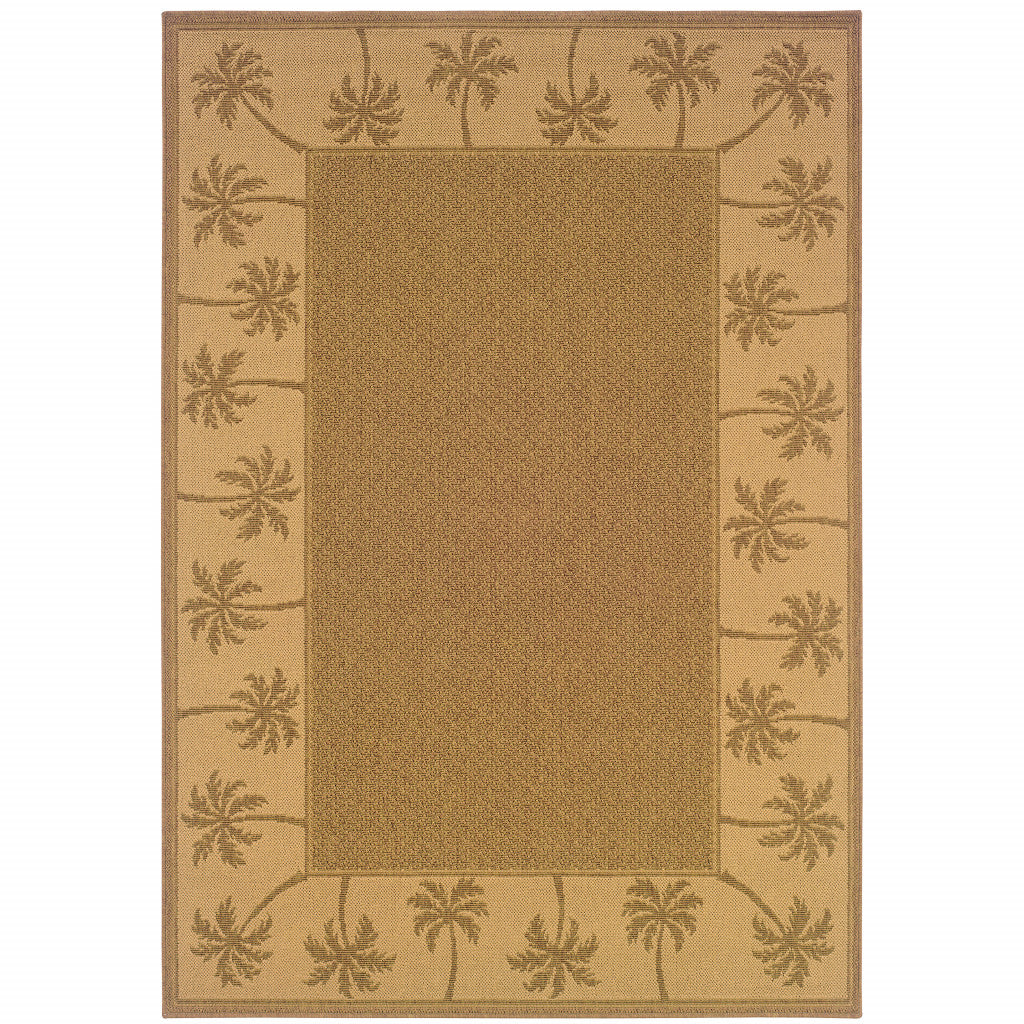 9' X 13' Tan Stain Resistant Indoor Outdoor Area Rug