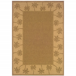 9' X 13' Tan Stain Resistant Indoor Outdoor Area Rug