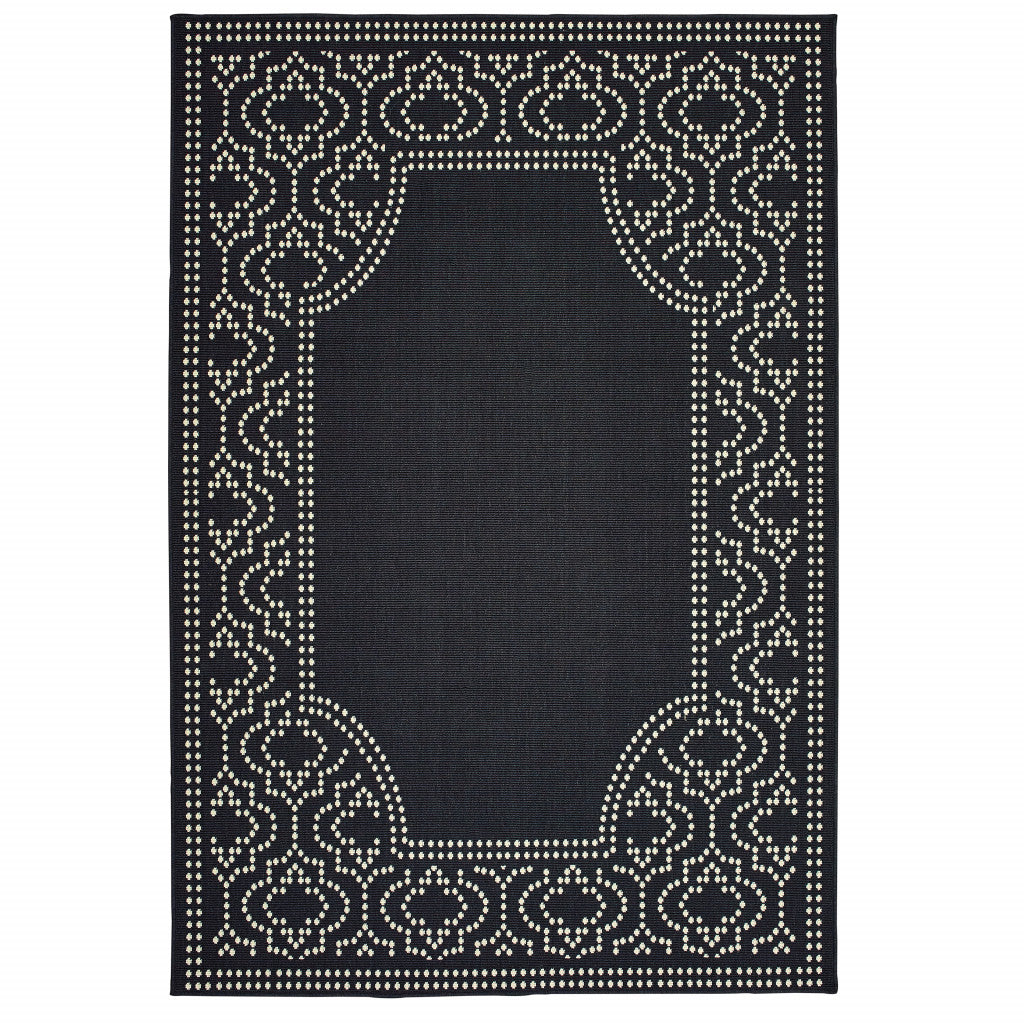 9' X 13' Black Stain Resistant Indoor Outdoor Area Rug