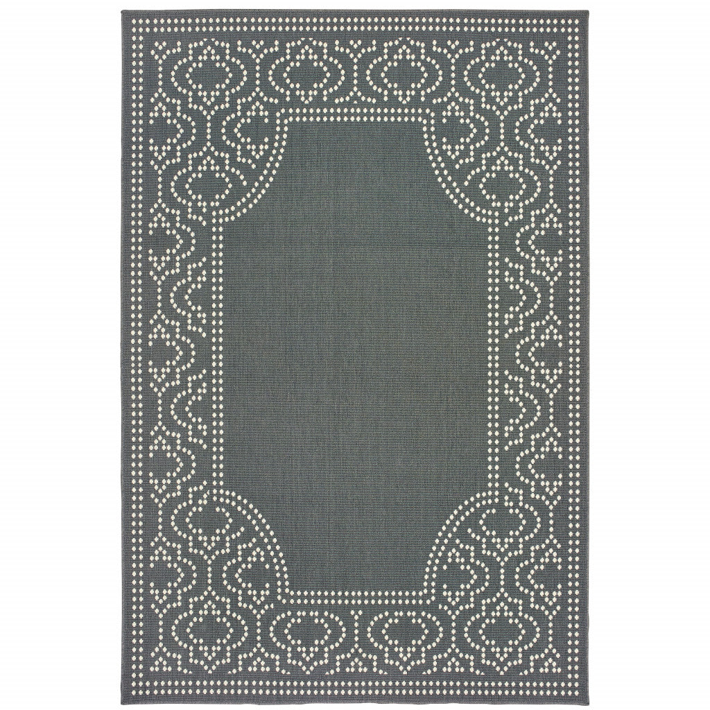 9' X 13' Grey Stain Resistant Indoor Outdoor Area Rug