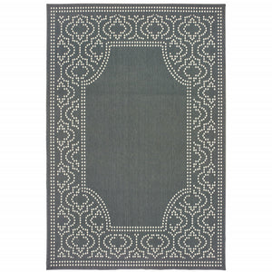 9' X 13' Grey Stain Resistant Indoor Outdoor Area Rug