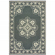 2' X 4' Grey Oriental Stain Resistant Indoor Outdoor Area Rug