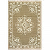 9' X 13' Tan Oriental Stain Resistant Indoor Outdoor Area Rug