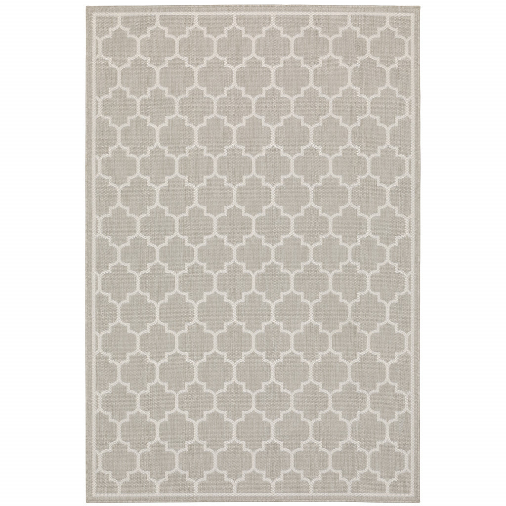 8' X 10' Grey Geometric Stain Resistant Indoor Outdoor Area Rug