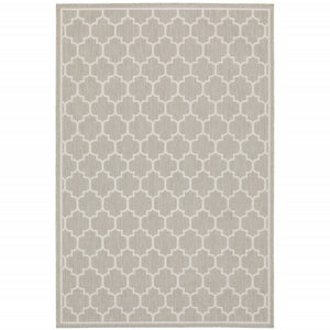 8' X 10' Grey Geometric Stain Resistant Indoor Outdoor Area Rug