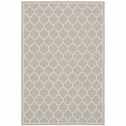 10' X 13' Grey Geometric Stain Resistant Indoor Outdoor Area Rug