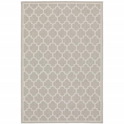 10' X 13' Grey Geometric Stain Resistant Indoor Outdoor Area Rug