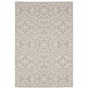 10' X 13' Grey Floral Stain Resistant Indoor Outdoor Area Rug