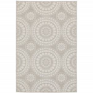 8' X 10' Grey Geometric Stain Resistant Indoor Outdoor Area Rug