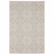 10' X 13' Ivory Floral Stain Resistant Indoor Outdoor Area Rug