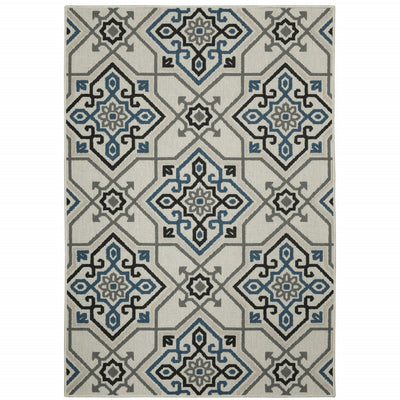 2' X 3' Beige Oriental Stain Resistant Indoor Outdoor Area Rug