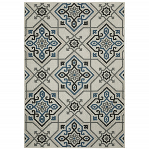 2' X 3' Beige Oriental Stain Resistant Indoor Outdoor Area Rug