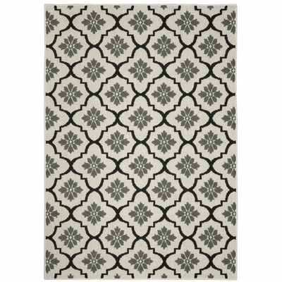 2' X 3' Beige Geometric Stain Resistant Indoor Outdoor Area Rug