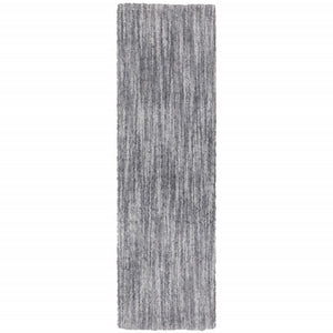 2' X 8' Grey Shag Power Loom Stain Resistant Runner Rug