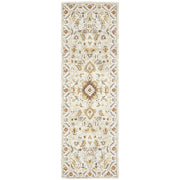 2' X 8' Ivory Beige Gold And Muted Grey Oriental Tufted Handmade Stain Resistant Runner Rug