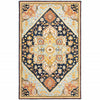 10' X 13' Navy Rust Blue Ivory And Gold Oriental Tufted Handmade Stain Resistant Area Rug