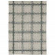 3' X 5' Grey Teal And Beige Geometric Power Loom Stain Resistant Area Rug