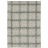 8' X 11' Grey Teal And Beige Geometric Power Loom Stain Resistant Area Rug