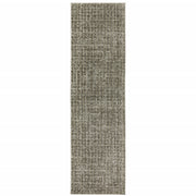 2' X 8' Grey Tan And Beige Geometric Power Loom Stain Resistant Runner Rug