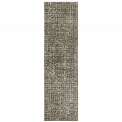 2' X 8' Grey Tan And Beige Geometric Power Loom Stain Resistant Runner Rug