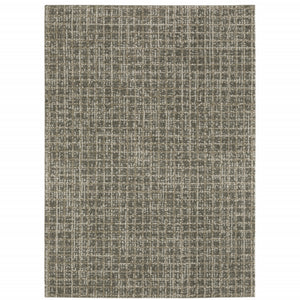 3' X 5' Grey Tan And Beige Geometric Power Loom Stain Resistant Area Rug