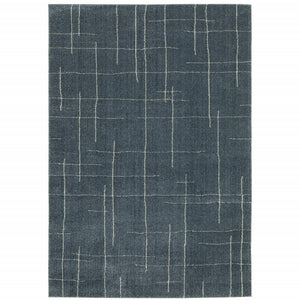 3' X 5' Blue And Grey Geometric Power Loom Stain Resistant Area Rug