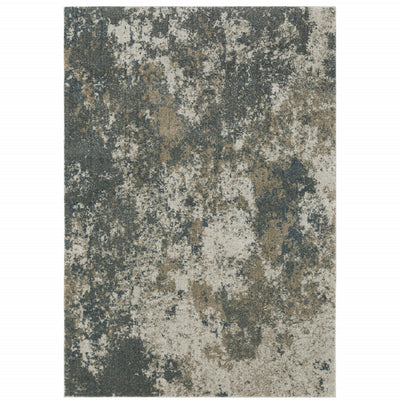 3' X 5' Teal Grey Tan And Beige Abstract Power Loom Stain Resistant Area Rug