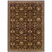 10' X 13' Brown Floral Power Loom Stain Resistant Area Rug