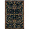 10' X 13' Blue And Red Oriental Power Loom Stain Resistant Area Rug