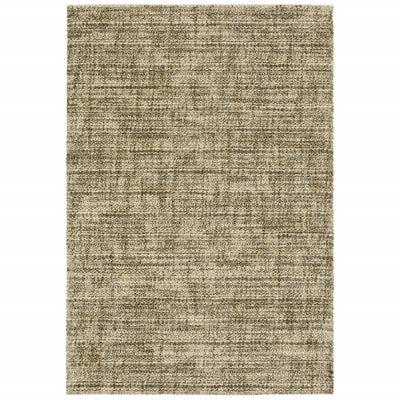 10' X 13' Beige Brown Tan And Blue Green Abstract Power Loom Stain Resistant Area Rug