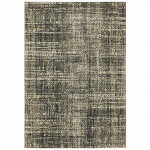 3' X 5' Charcoal Grey Beige And Tan Abstract Power Loom Stain Resistant Area Rug