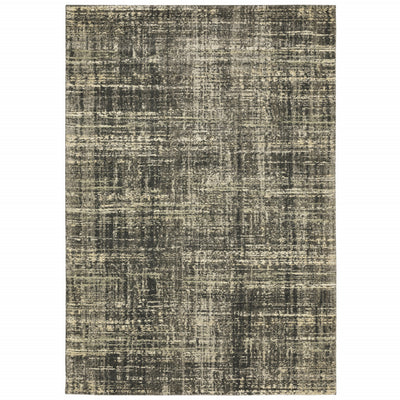 10' X 13' Charcoal Grey Beige And Tan Abstract Power Loom Stain Resistant Area Rug