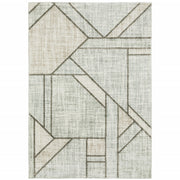 3' X 5' Gray And Ivory Geometric Power Loom Area Rug