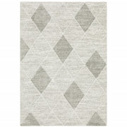 5' X 8' Grey And Ivory Geometric Power Loom Stain Resistant Area Rug