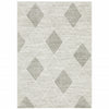 10' X 13' Grey And Ivory Geometric Power Loom Stain Resistant Area Rug