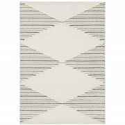 10' X 13' Beige Grey Sage Green Pale Blue Brown And Charcoal Geometric Power Loom Stain Resistant Area Rug