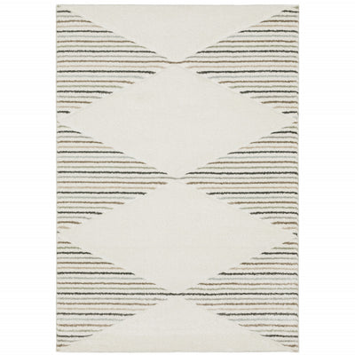 10' X 13' Beige Grey Sage Green Pale Blue Brown And Charcoal Geometric Power Loom Stain Resistant Area Rug