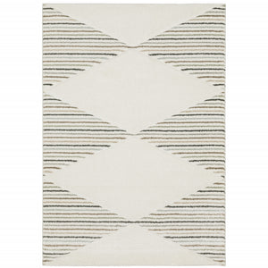 10' X 13' Beige Grey Sage Green Pale Blue Brown And Charcoal Geometric Power Loom Stain Resistant Area Rug