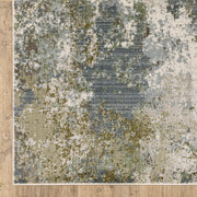 3' X 5' Blue Grey Green And Beige Abstract Power Loom Stain Resistant Area Rug