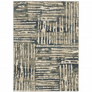 10' X 13' Blue And Beige Abstract Power Loom Stain Resistant Area Rug