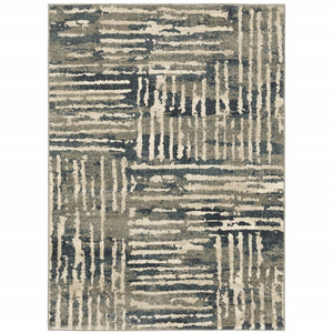 10' X 13' Blue And Beige Abstract Power Loom Stain Resistant Area Rug