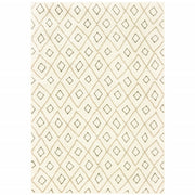 2' X 3' Sand Ash Grey And Ivory Geometric Power Loom Stain Resistant Area Rug